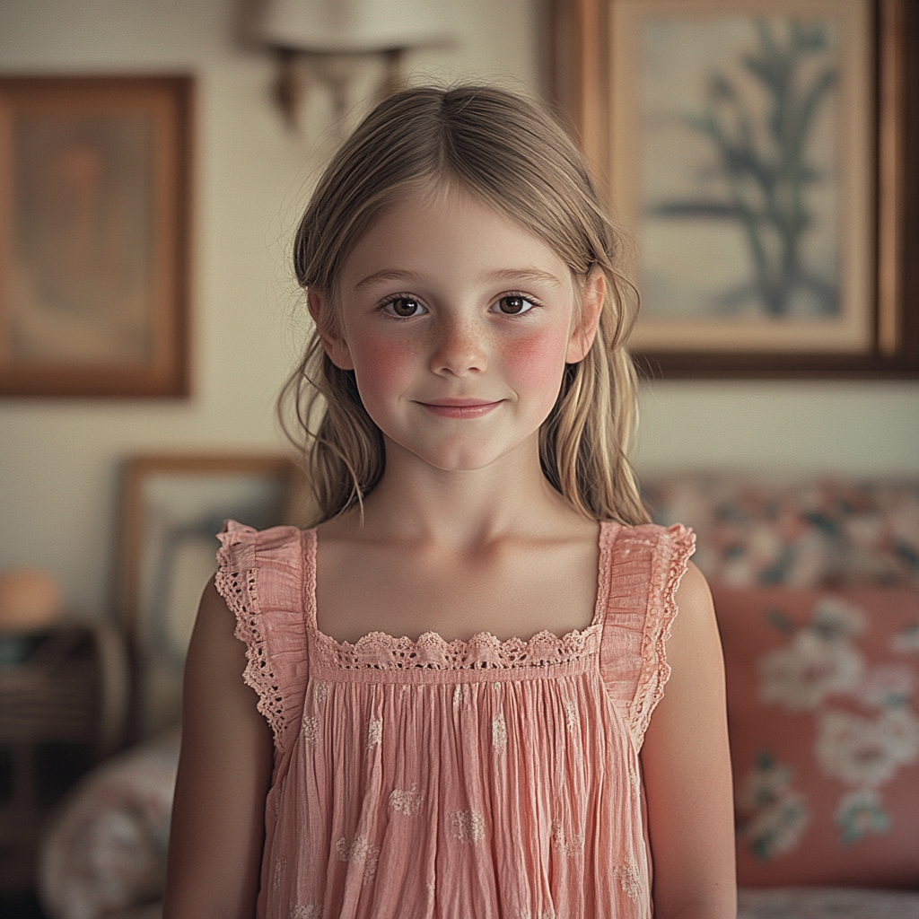 A little girl standing in a house | Source: No source