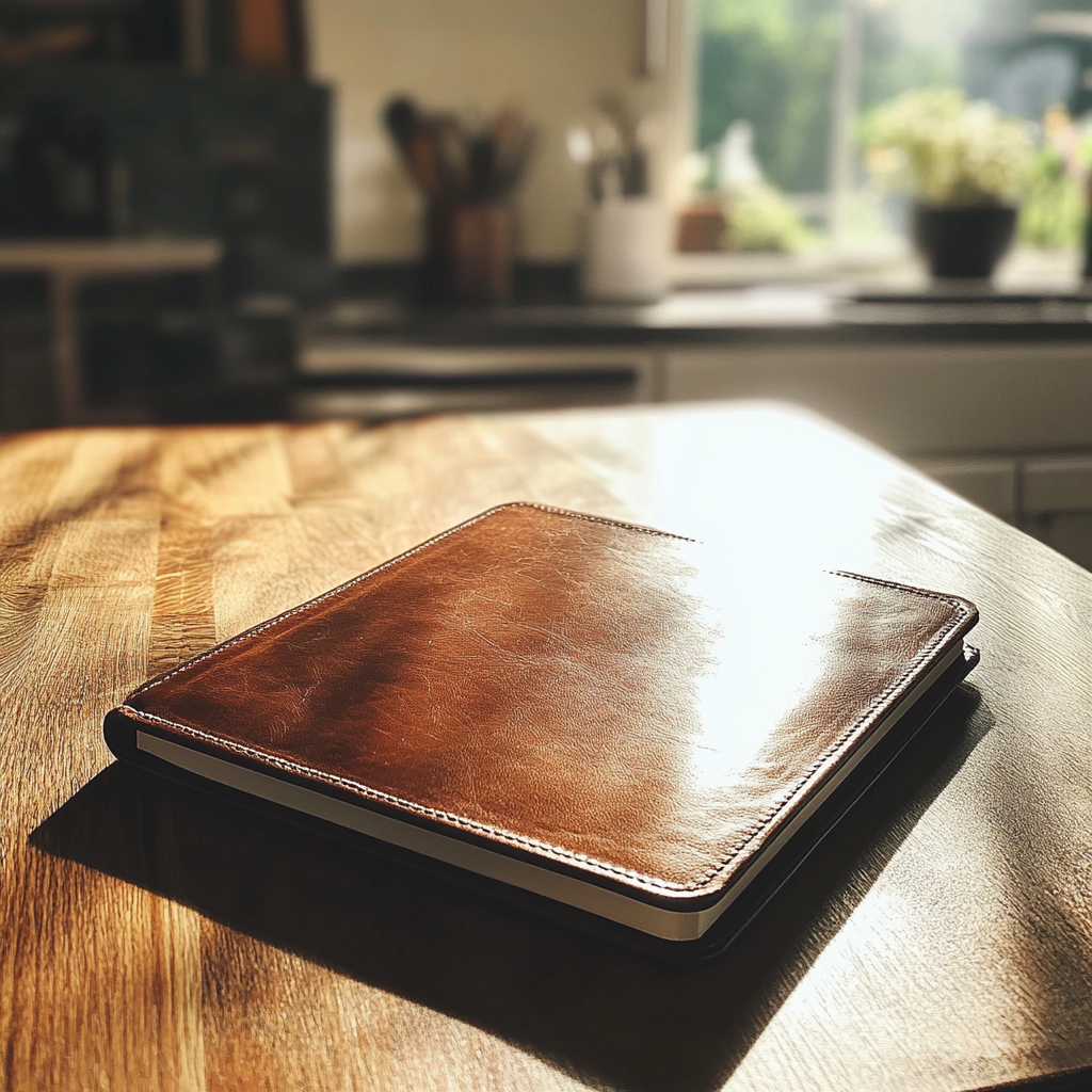 A leather folder on a table | Source: No source