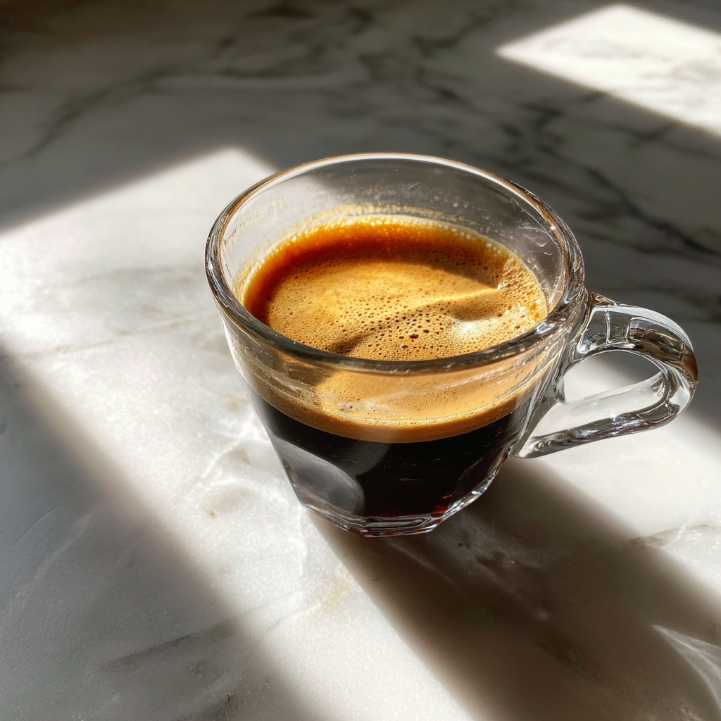 An espresso on a marble counter | Source: no source