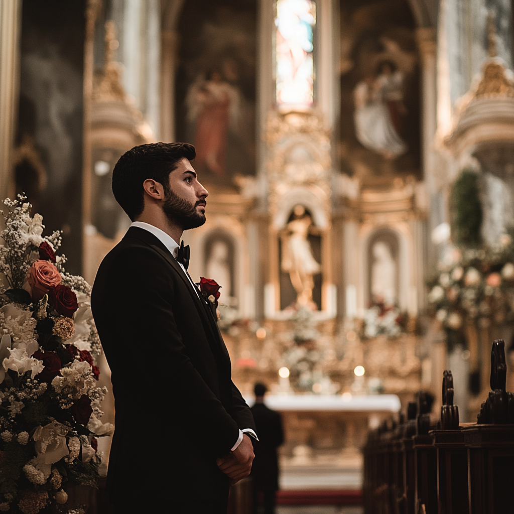 Groom standing at the altar | Source: No source