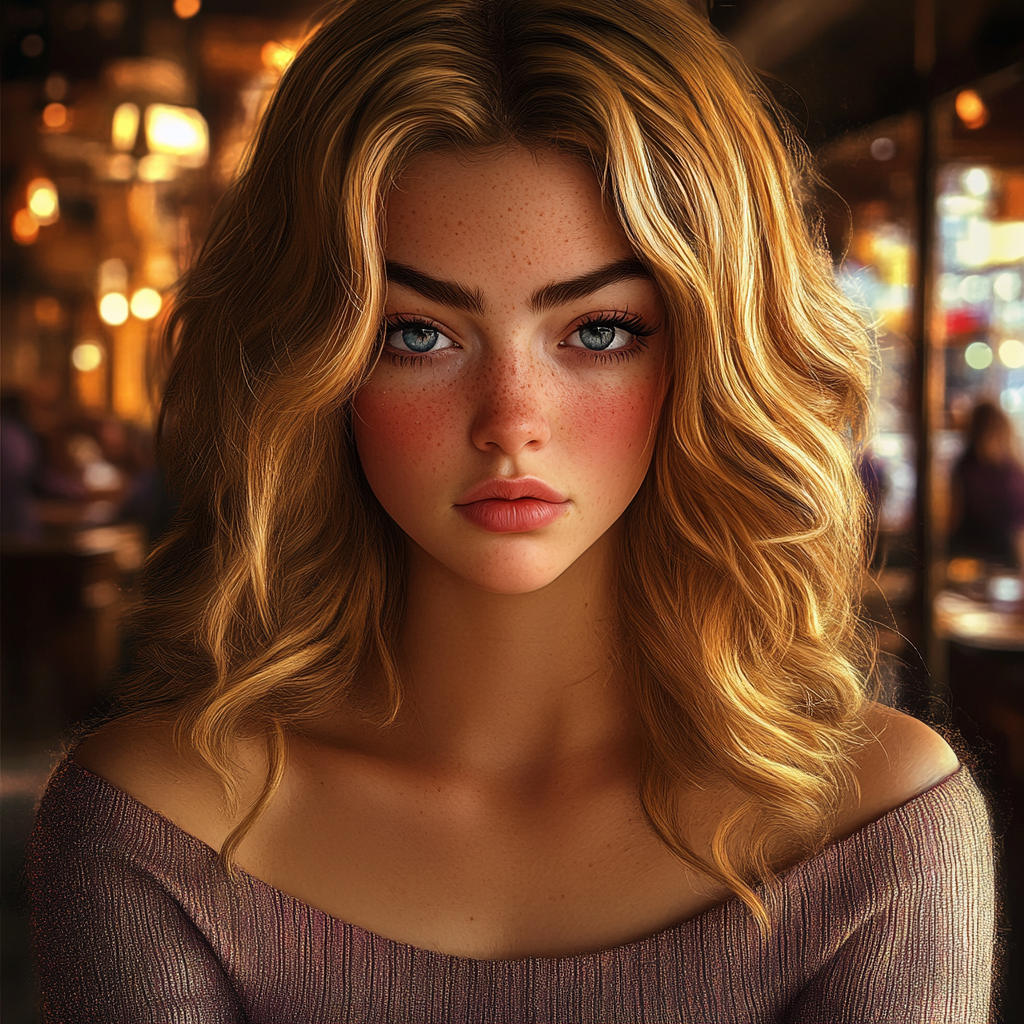 A young woman in a bustling restaurant | Source: no source