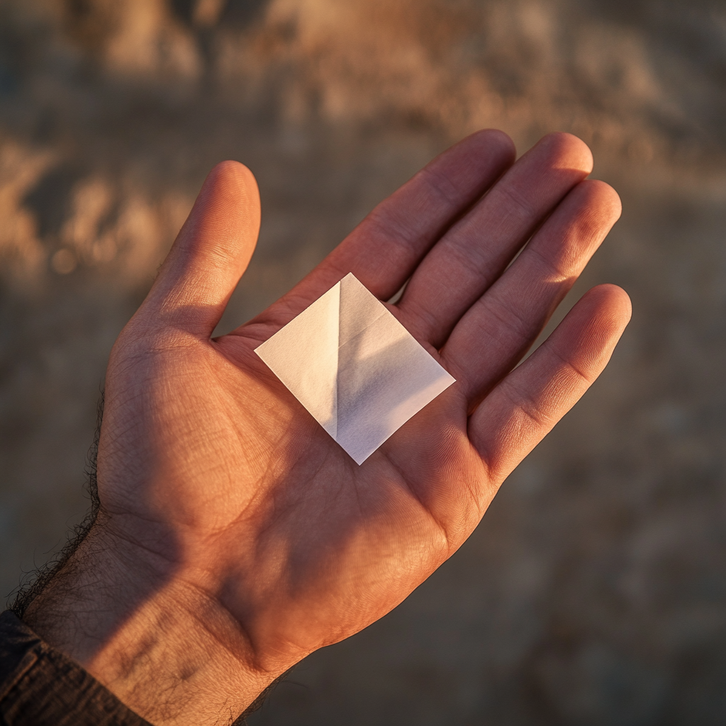 A man holding a small piece of paper | Source: No source