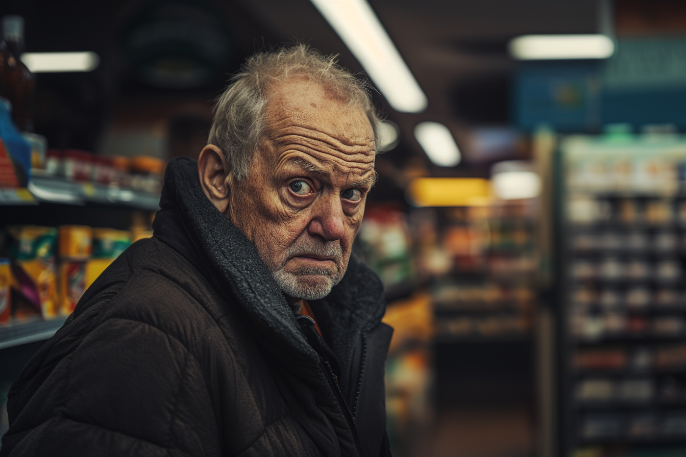 A surprised man in a grocery store | Source: no source