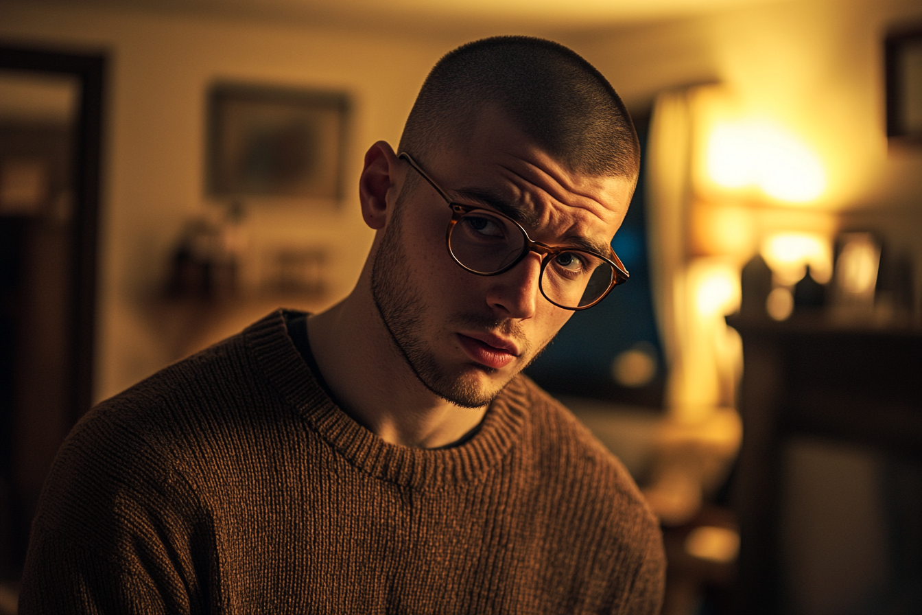Man in his late 20s looking upset standing in living room | Source: No source