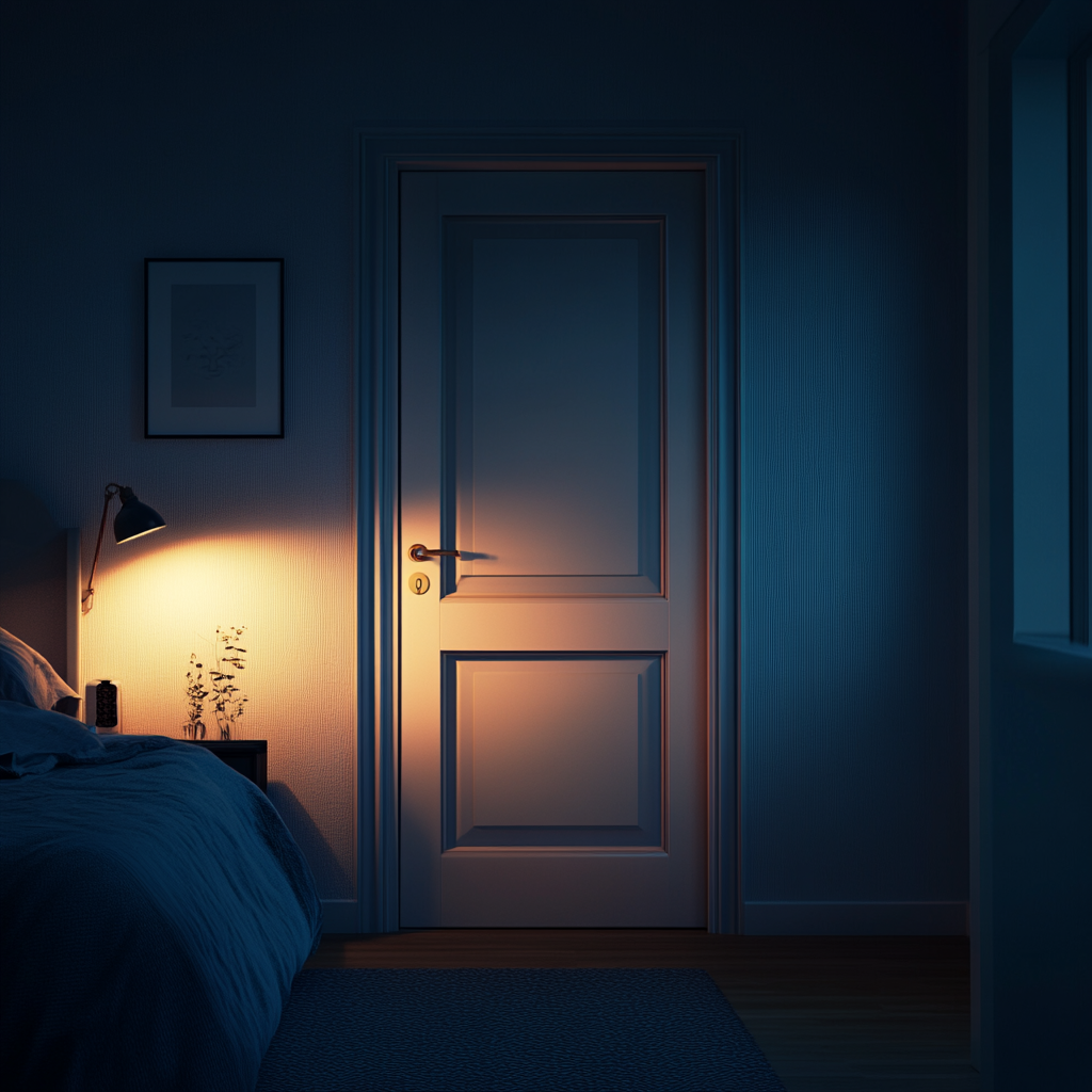 A closed bedroom door | Source: no source
