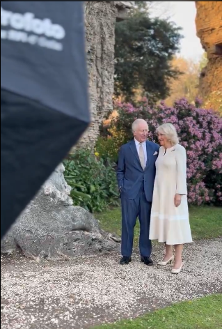King Charles III and Queen Camilla during a photoshoot to celebrate their 20th wedding anniversary, posted on April 7, 2025 | Source: X/RoyalFamily