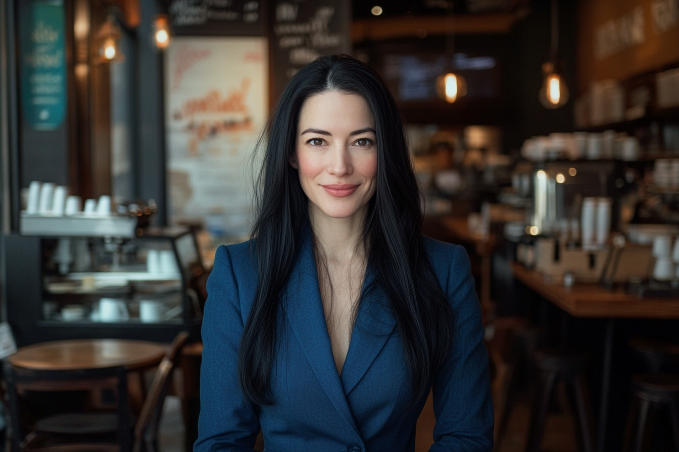 A woman in a coffee shop, smiling | Source: No source