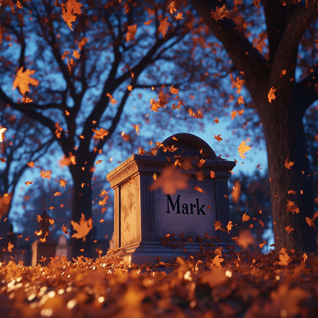 Maple leaves scattering on a person's grave | Source: no source
