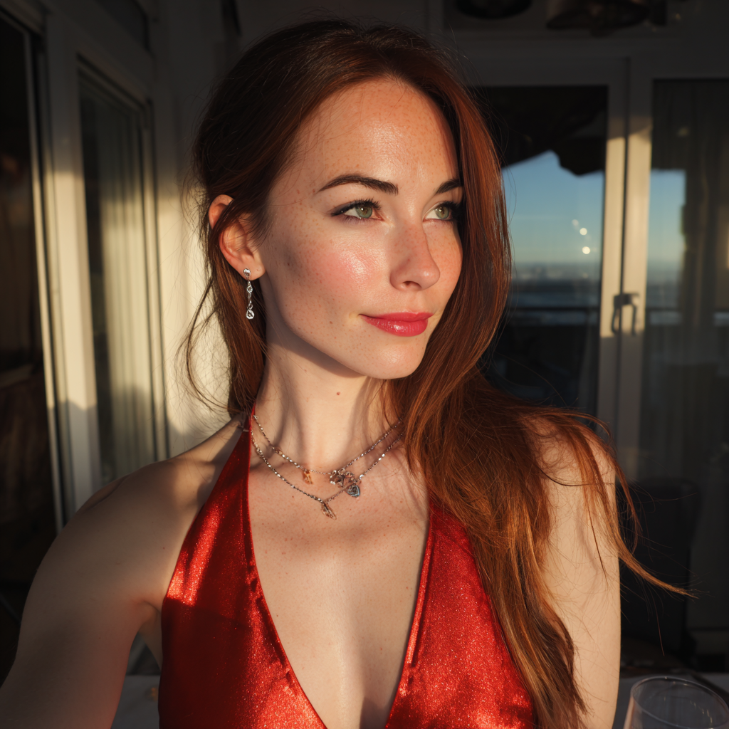 A smiling woman wearing a red dress | Source: no source