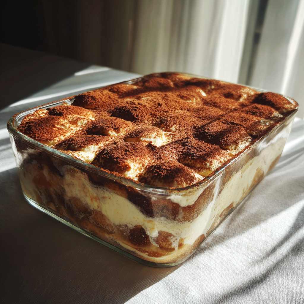 A casserole of homemade tiramisu | Source: no source