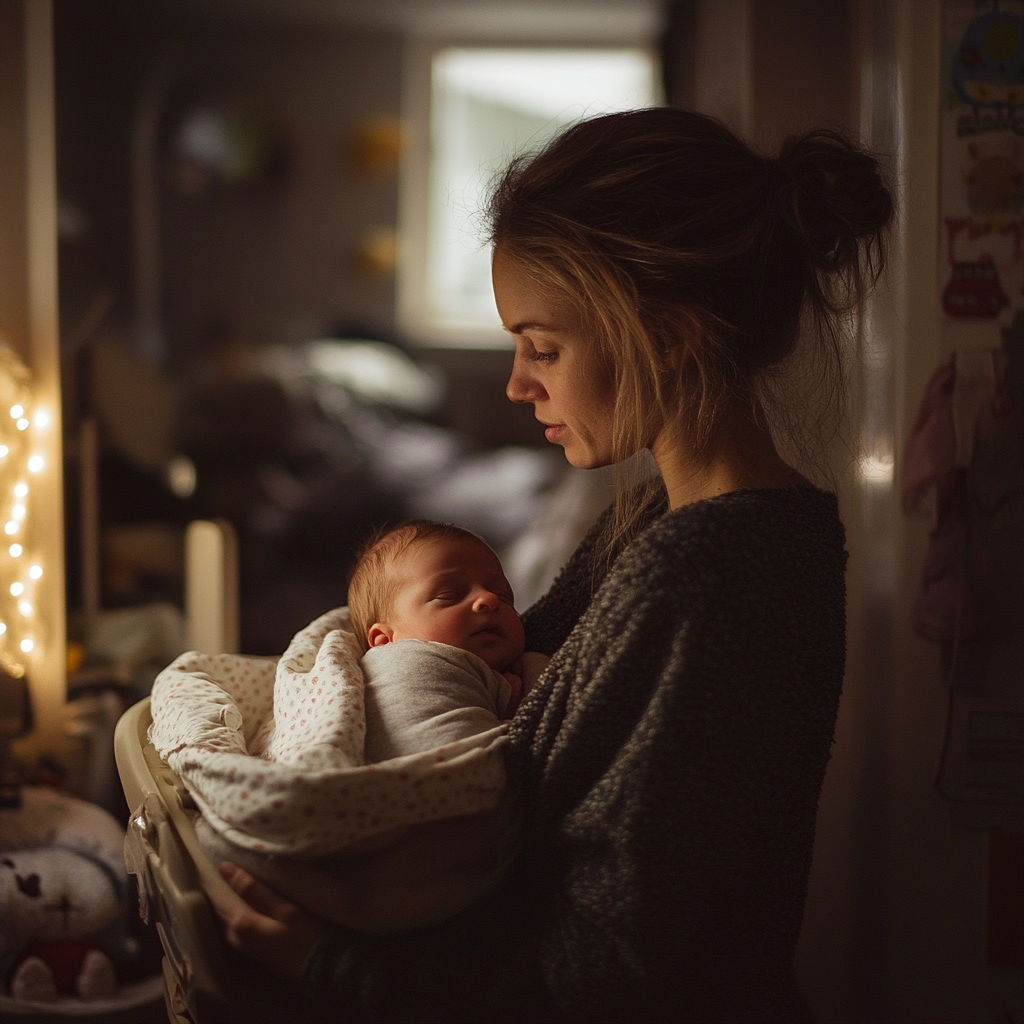 Woman holding a newborn baby | Source: No source
