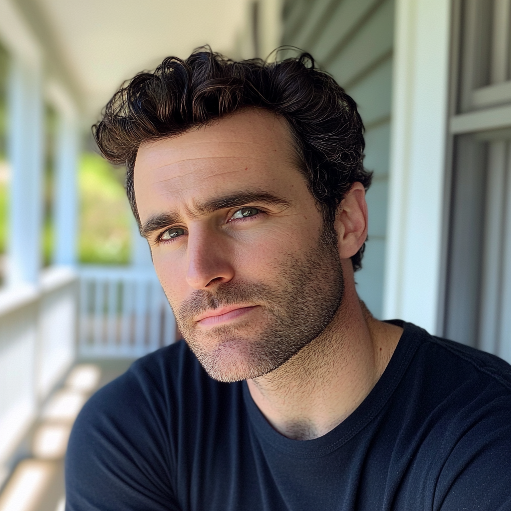 A man sitting on a porch | Source: No source
