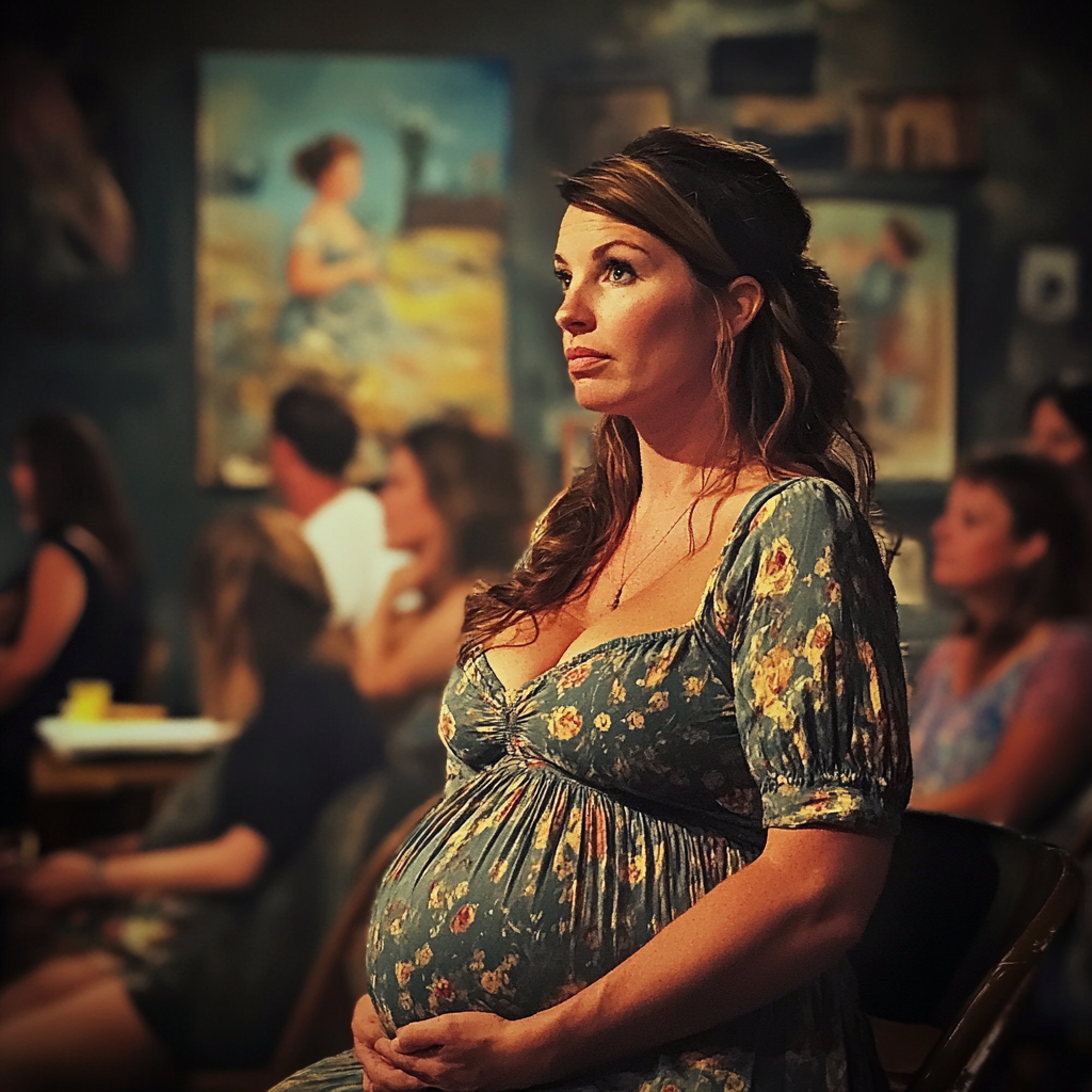 Pregnant woman in a painting class | Source: No source
