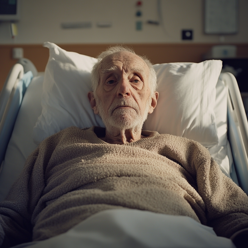 A frail man in his hospital bed | Source: no source