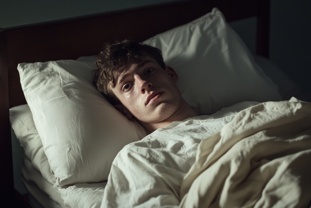 A sick man lying in bed | Source: No source