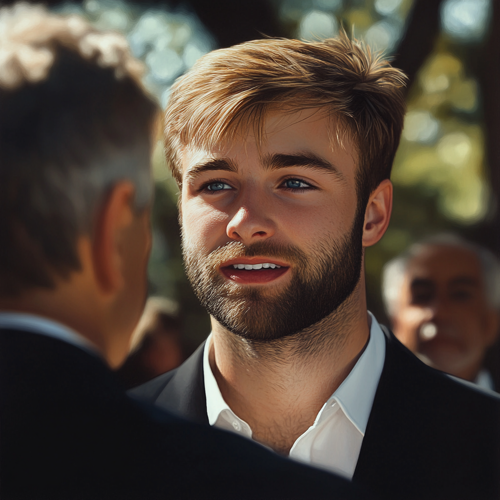 A man talking to an older man | Source: no source