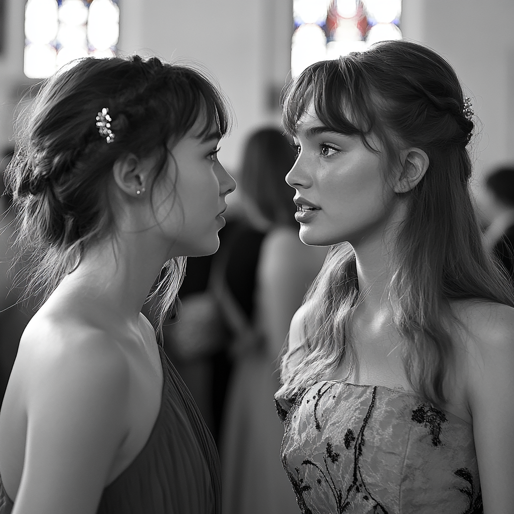 Young women at a wedding | Source: No source