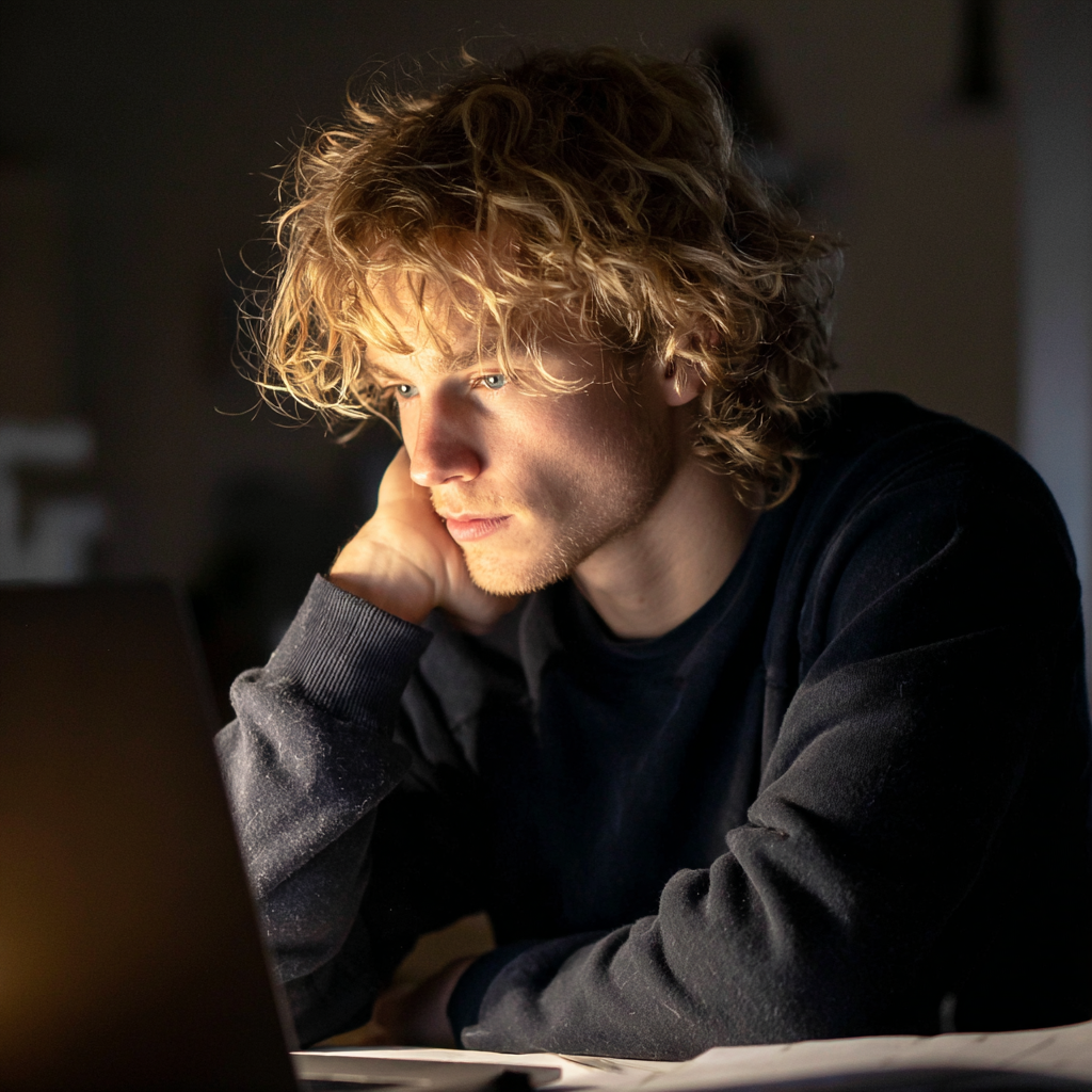 A young man using his laptop | Source: no source