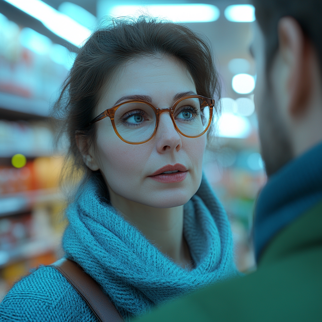 A woman looking at a man | Source: No source