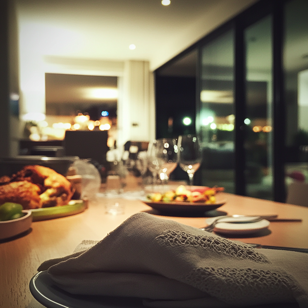 A folded napkin on a dining table | Source: No source