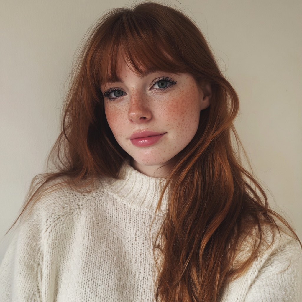 A close up of a woman wearing a white sweater | Source: no source