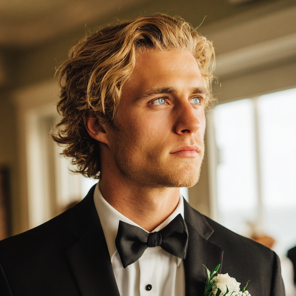 A groom wearing a black tux | Source: no source