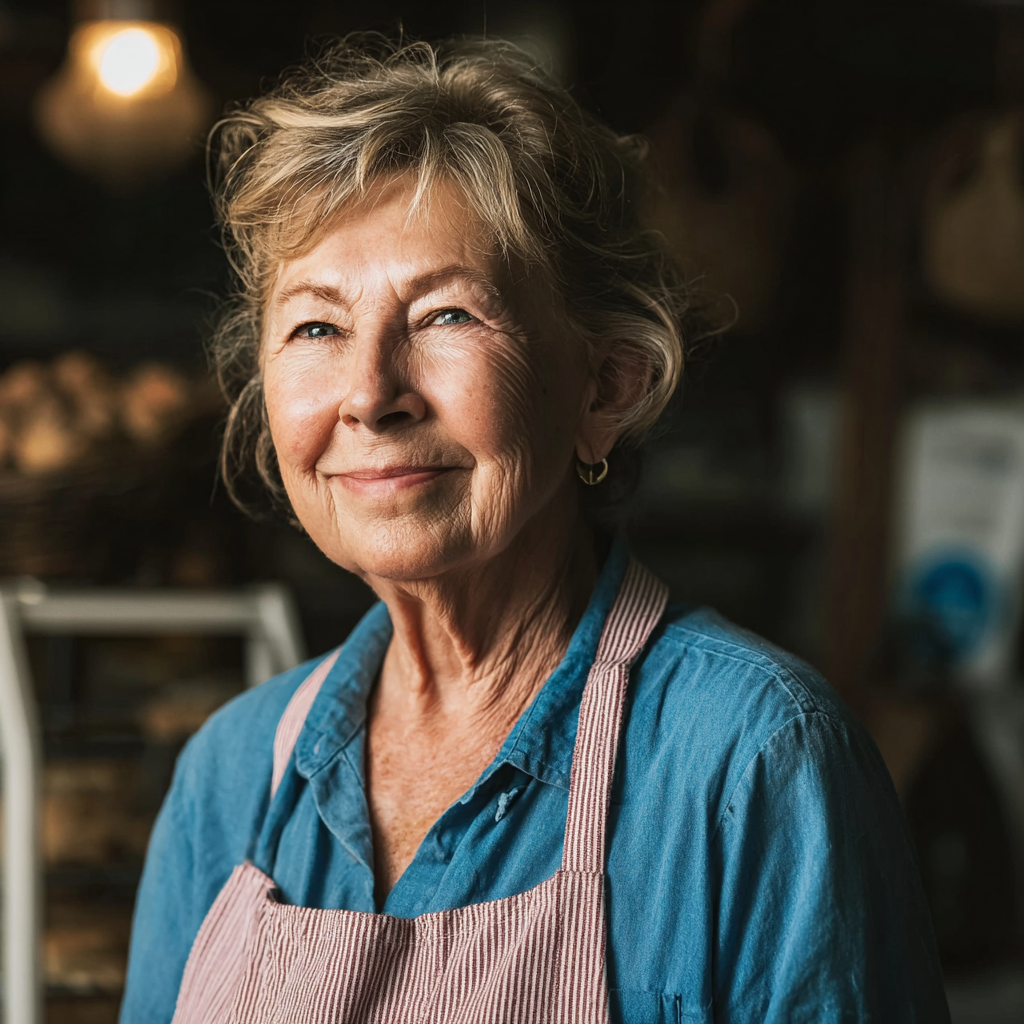 A kind grandmother in a bakery shop | Source: no source