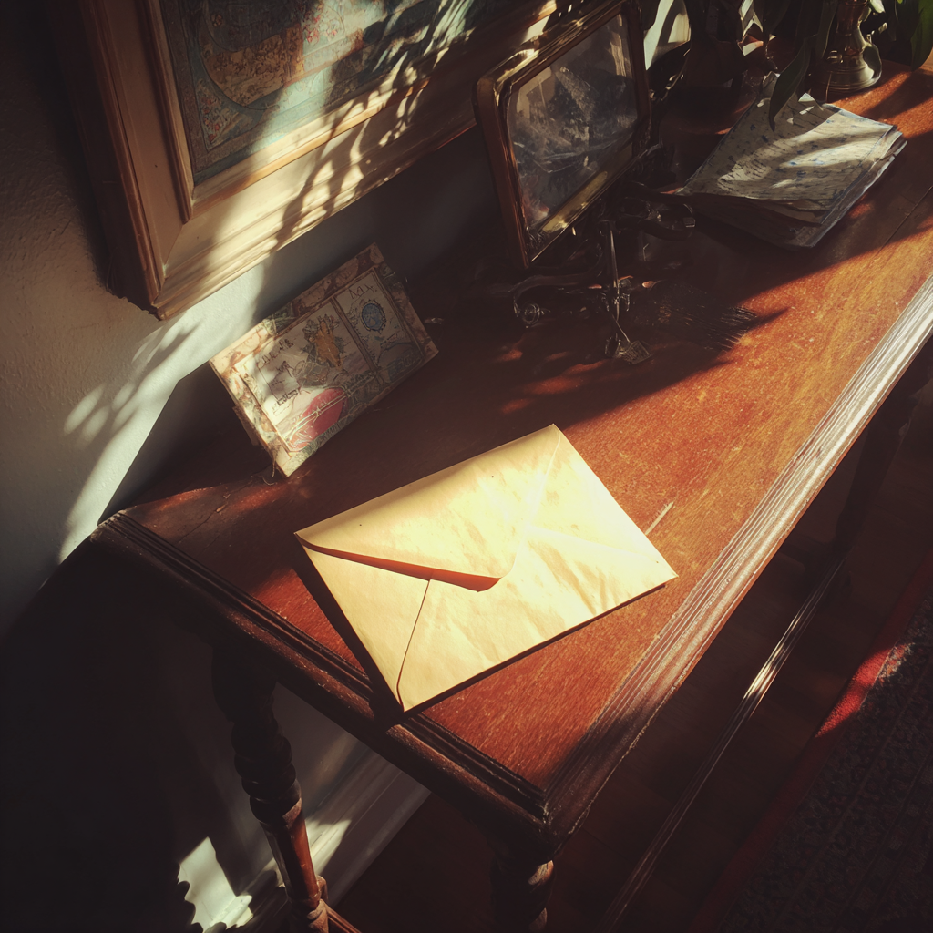 An envelope on a hallway table | Source: No source