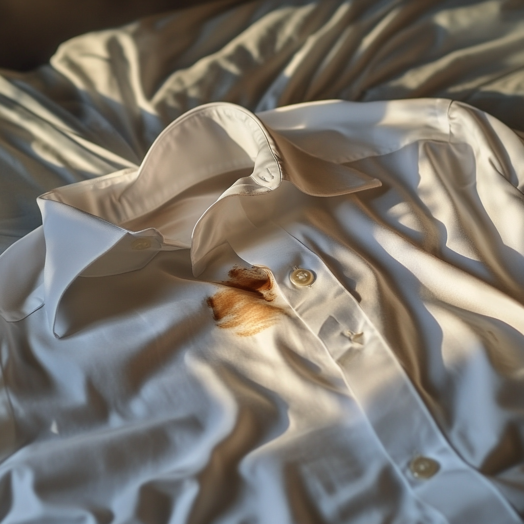 A shirt with chocolate stain | Source: No source