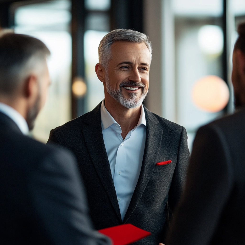 A man talking to other men | Source: No source