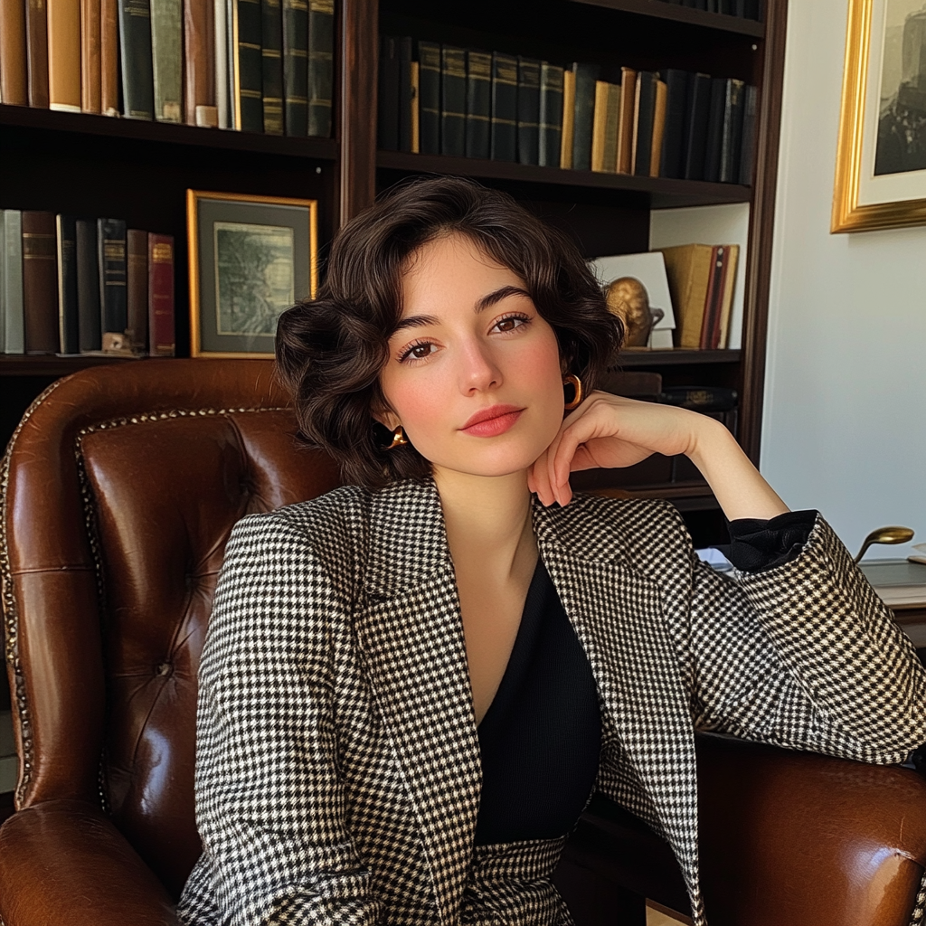 A young woman sitting in an office | Source: No source