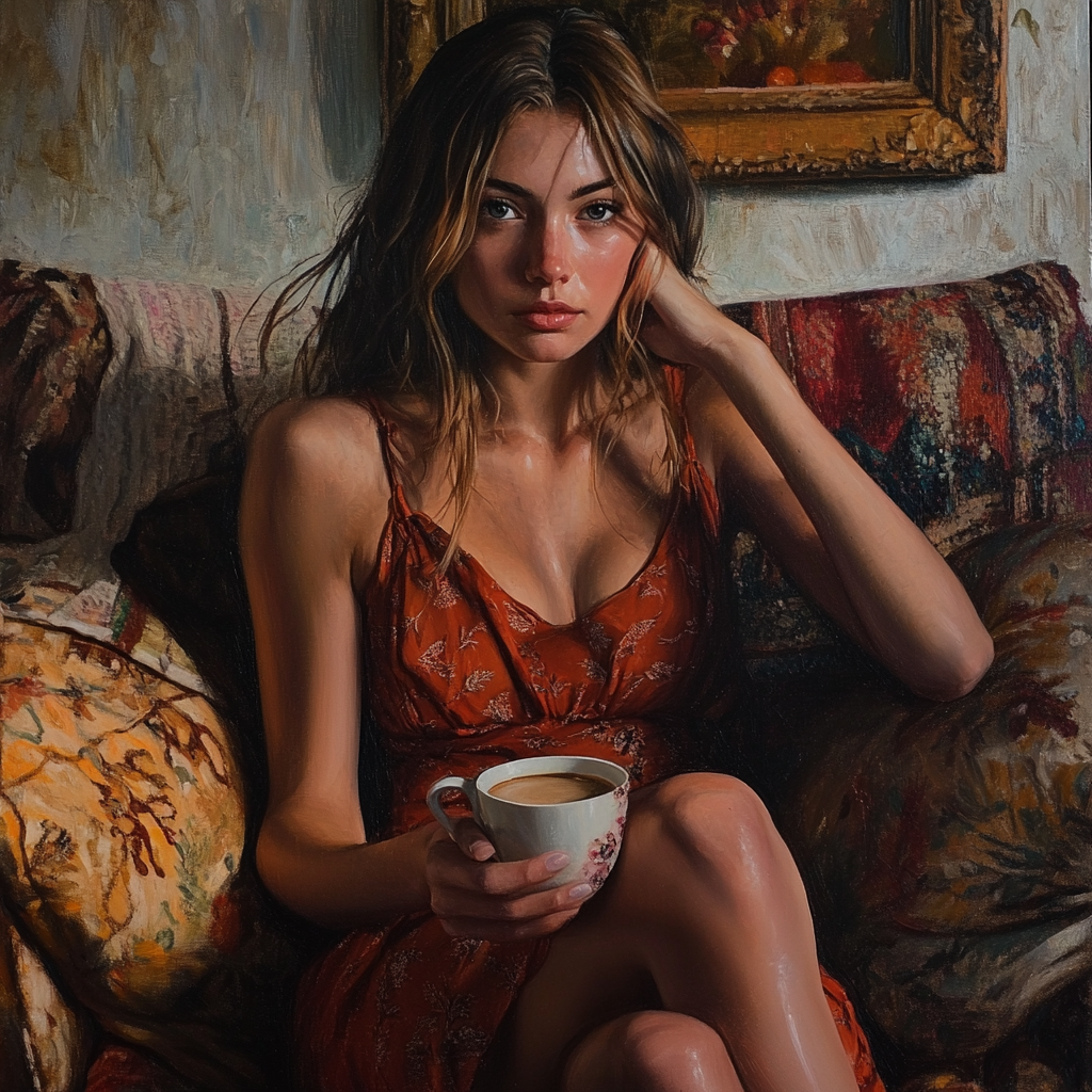 Young lady holding a cup of coffee | Source: no source