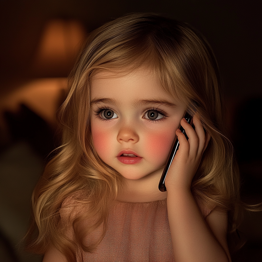 A little girl talking on the phone | Source: No source