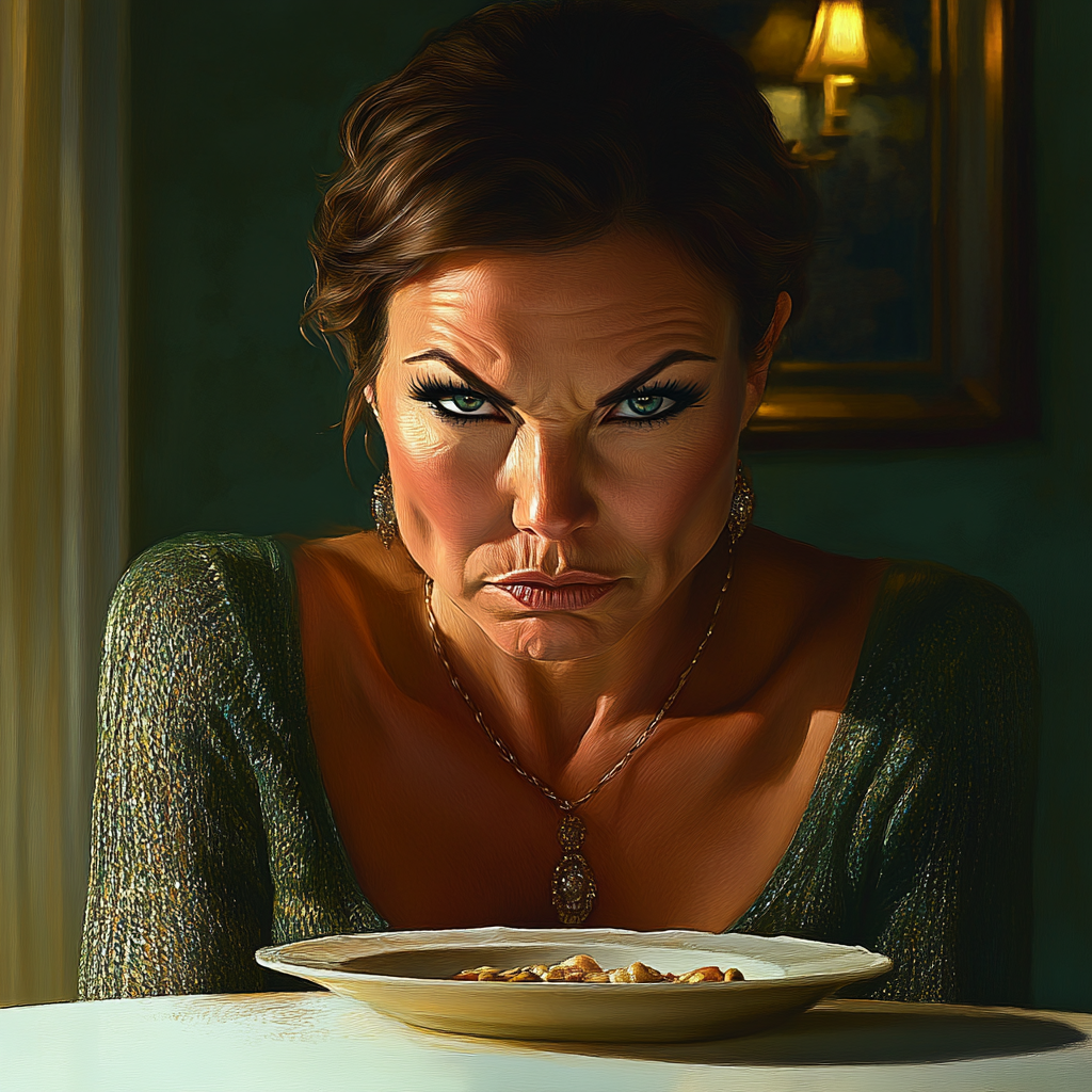 A frustrated woman seated at a dining table | Source: no source