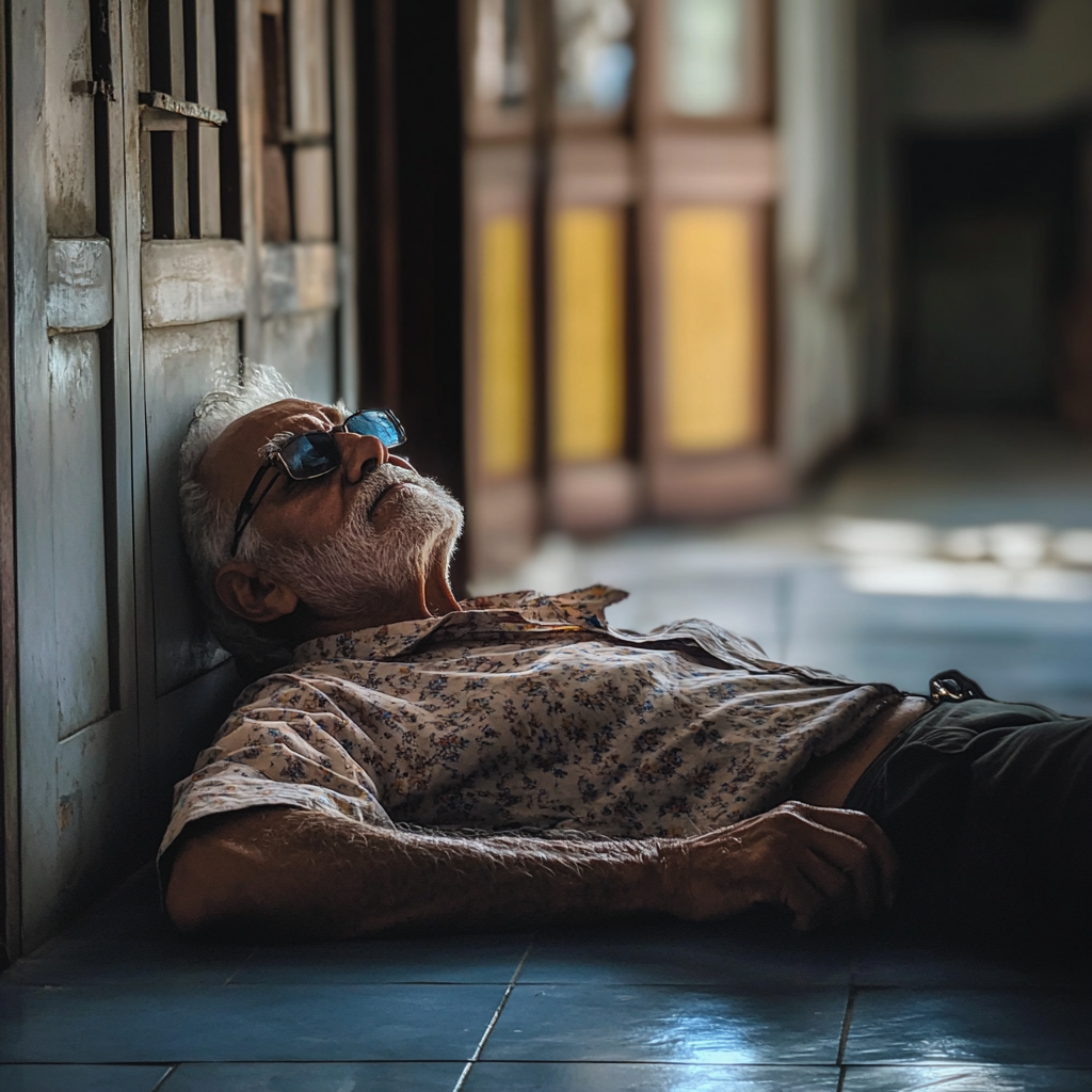A senior man lying collapsed on the floor | Source: No source