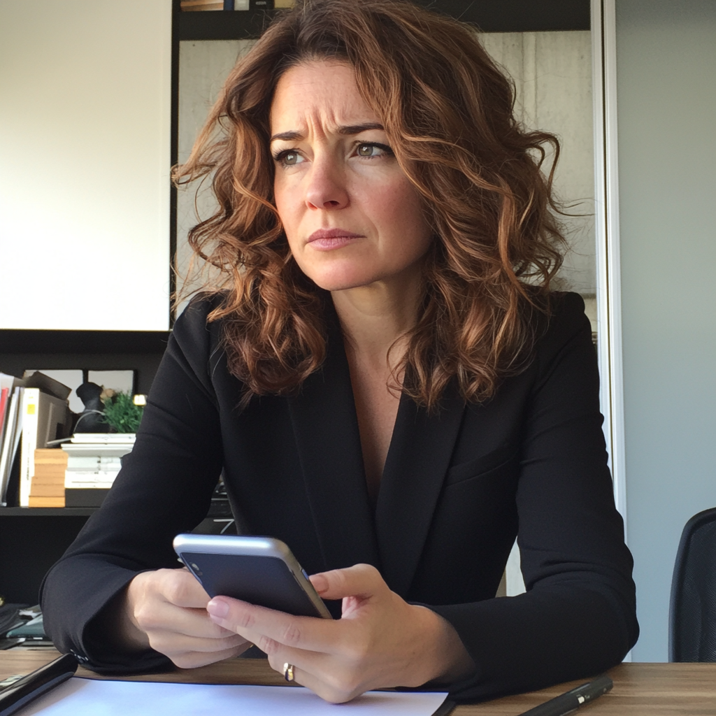 A woman holding her phone | Source: no source