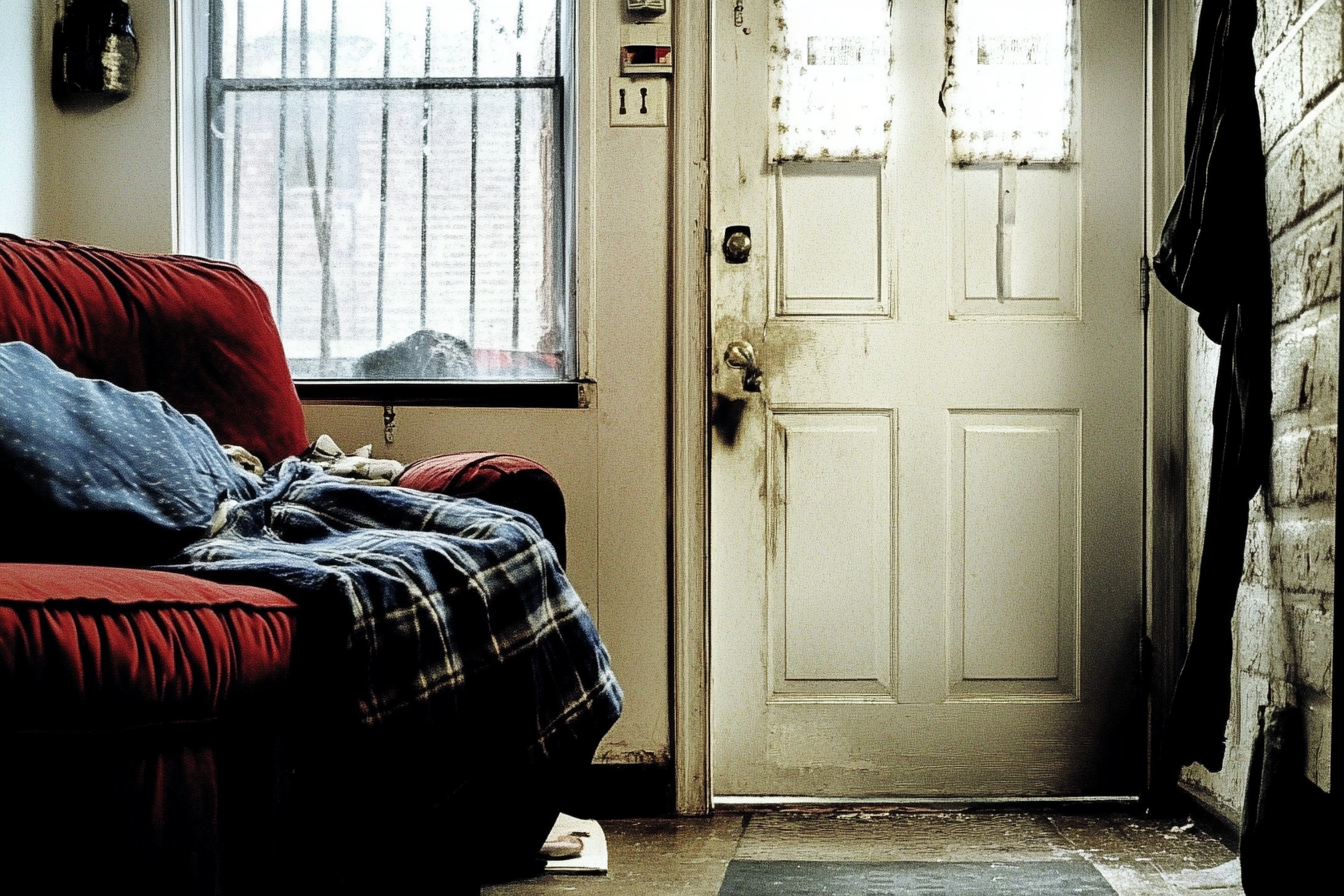 The front door of a cheap apartment | Source: no source