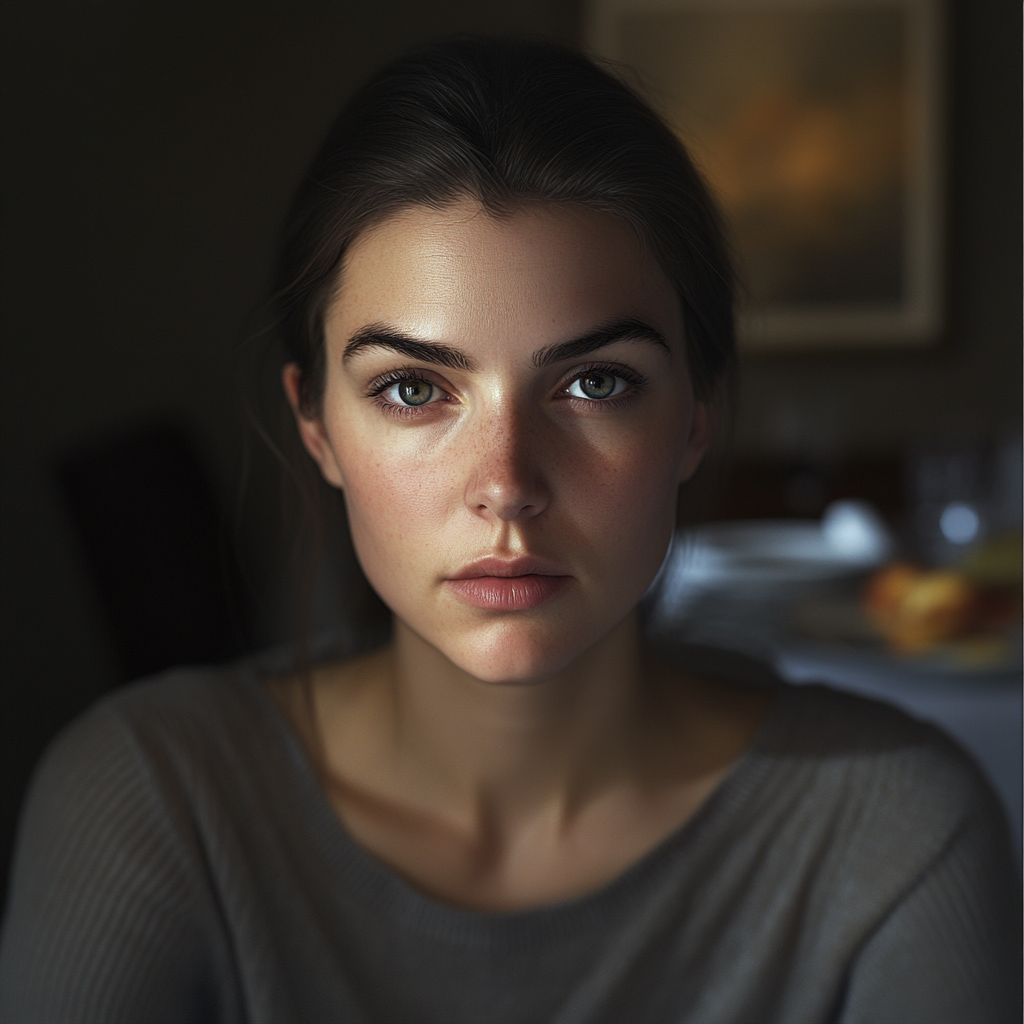 A woman looking straight ahead | Source: no source