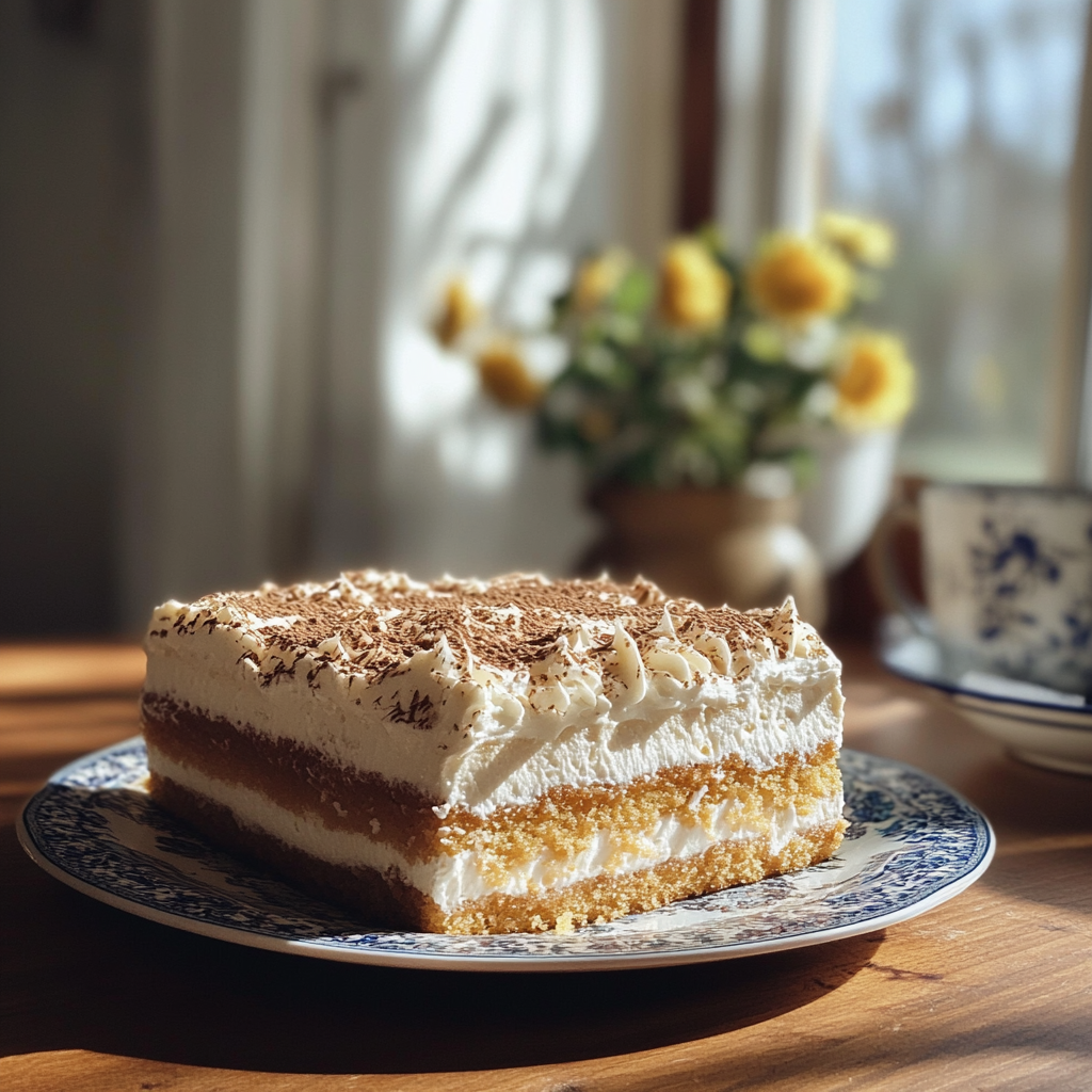 A slice of cake on a table | Source: no source