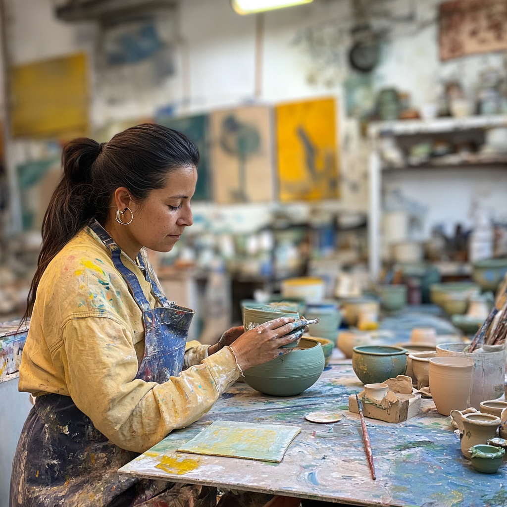 Woman in a pottery and painting class | Source: No source