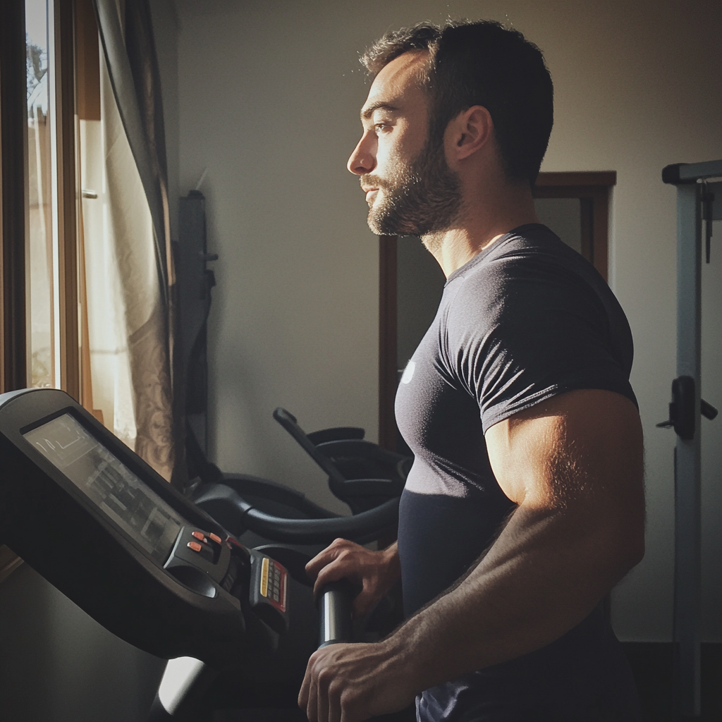 A man on a treadmill | Source: No source