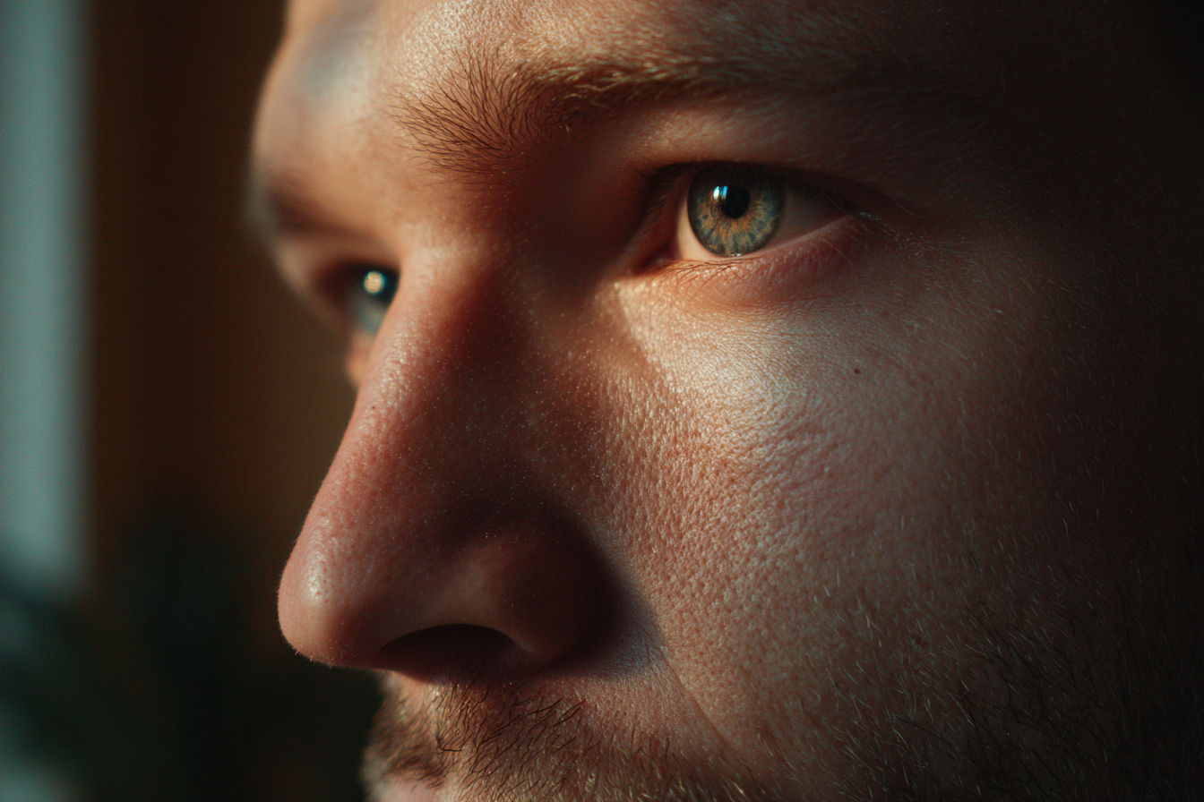 A close-up shot of a man's face | Source: No source