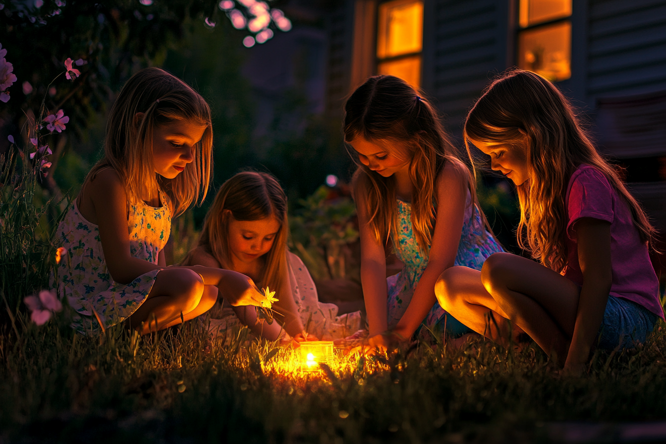 Four girls playing in the backyard | Source: no source