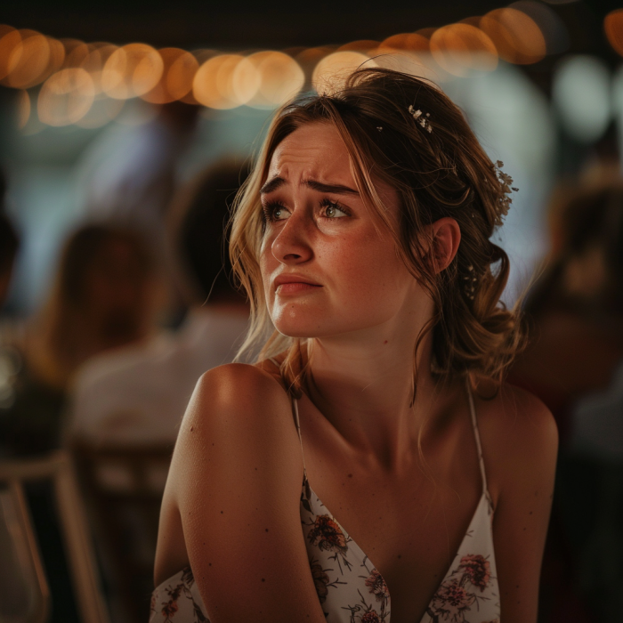 A sad woman at a wedding | Source: No source
