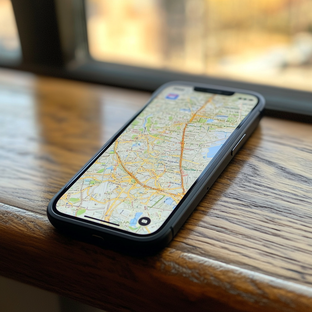 A cellphone opened to Google Maps | Source: no source