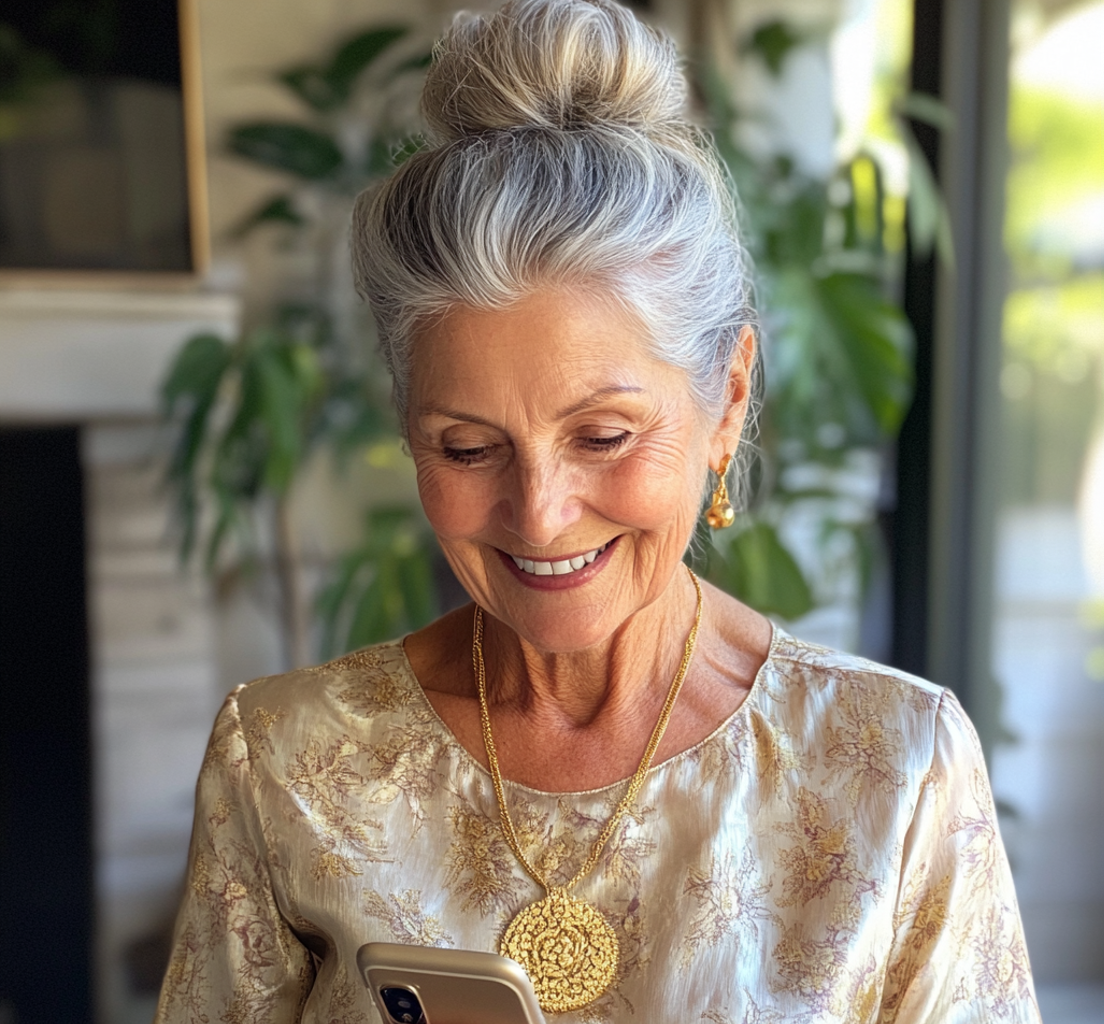 An older woman using her phone | Source: no source