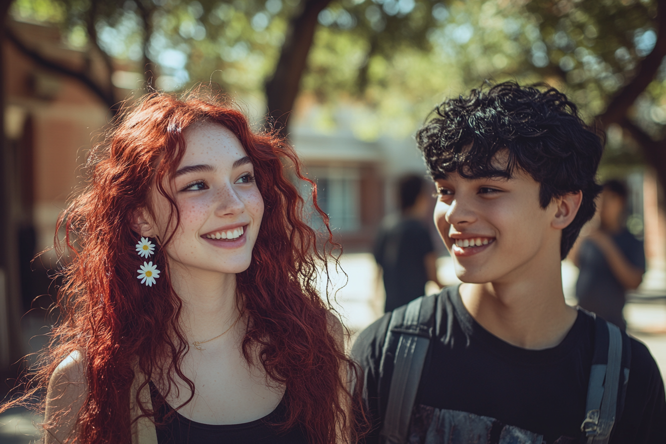 Teenagers at school smiling | Source: No source