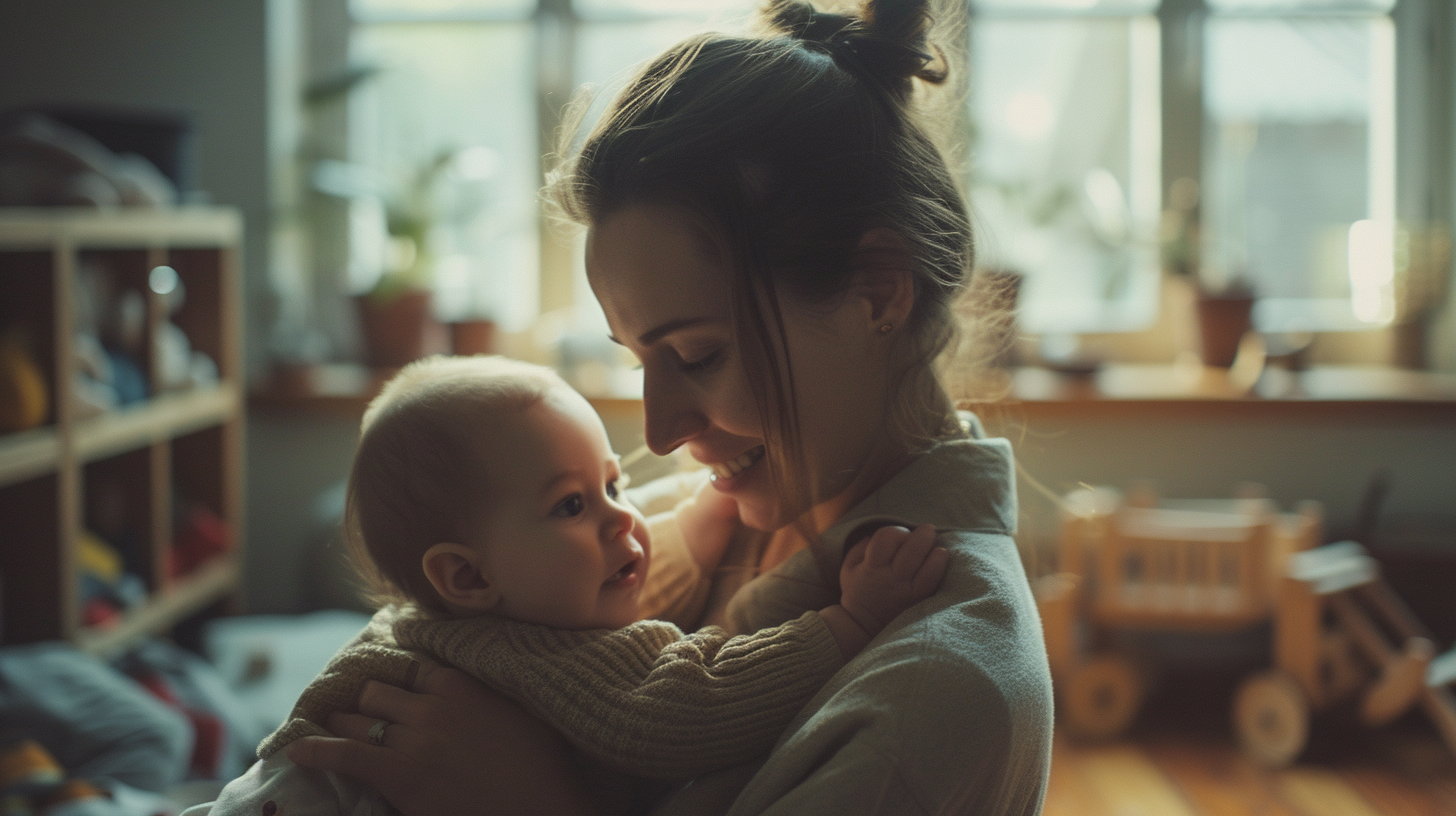 A woman holding a baby | Source: No source