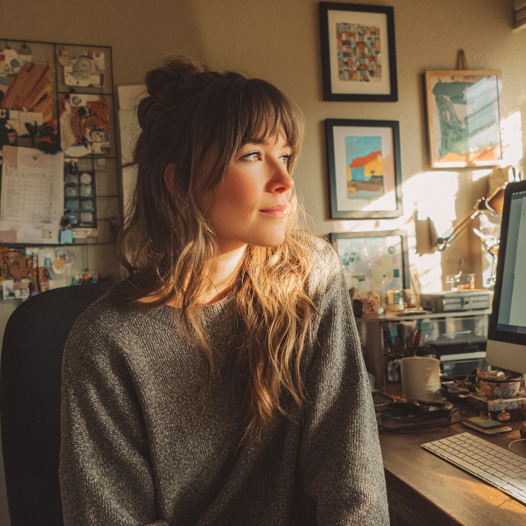 A woman sitting at her desk in a home office | Source: no source