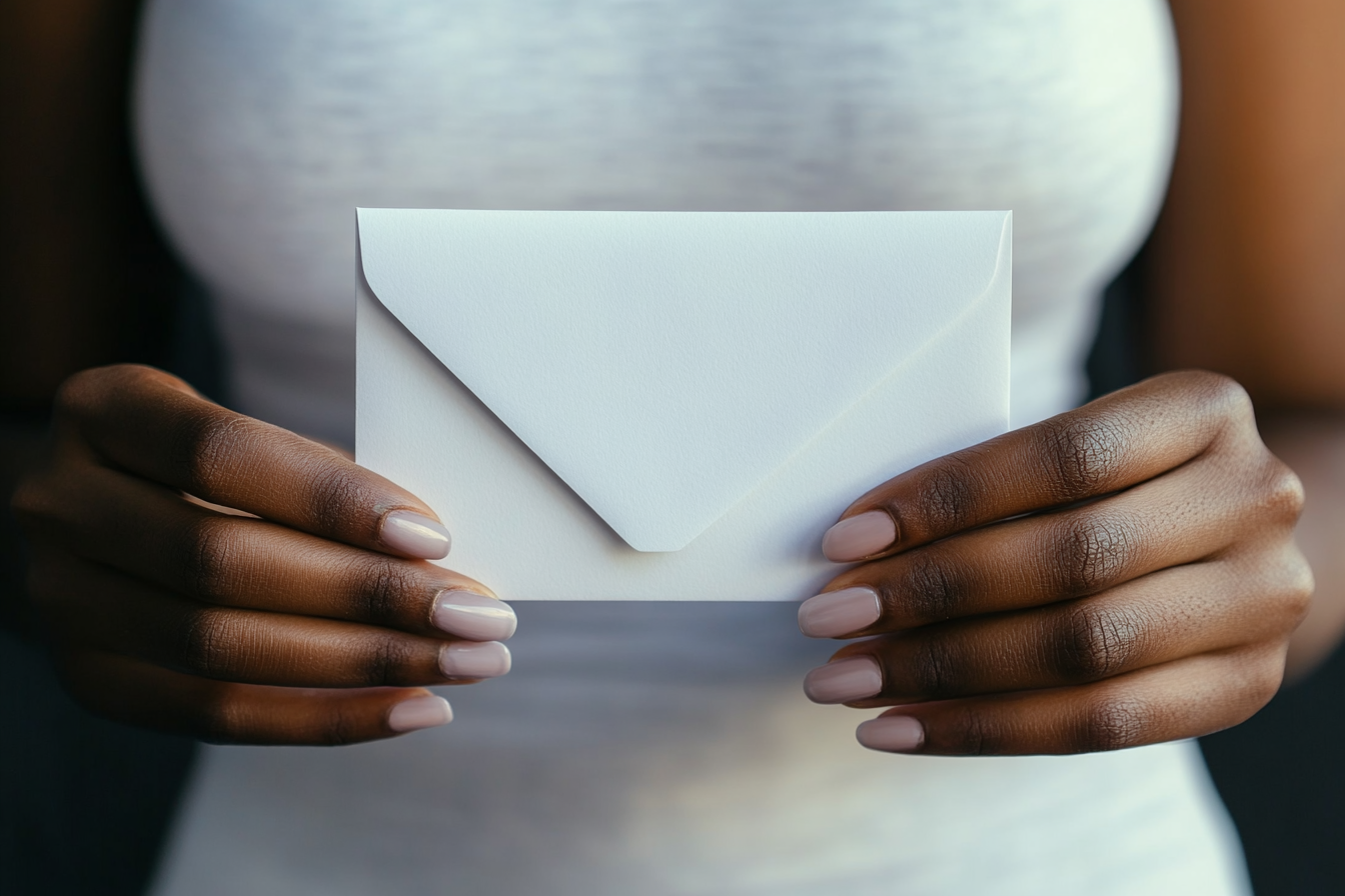 A woman holding an envelope | Source: No source